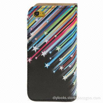 Most Classical/Colorful Meteor Shower Pattern Leather Case with Credit Card Slots for iPhone 5C